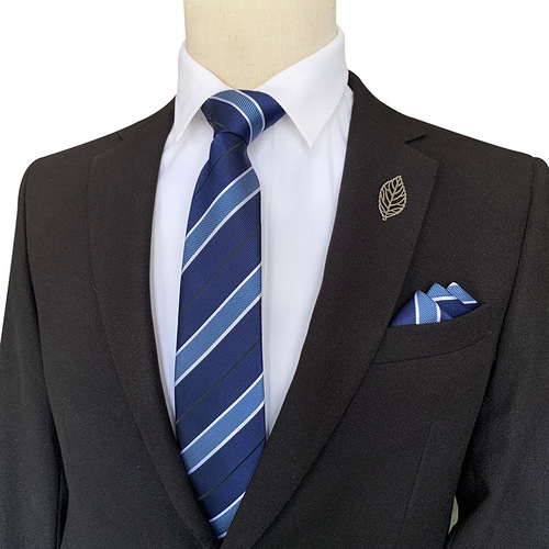 Wholesale  new men's tie pocket square two-piece set striped business tie with gift box