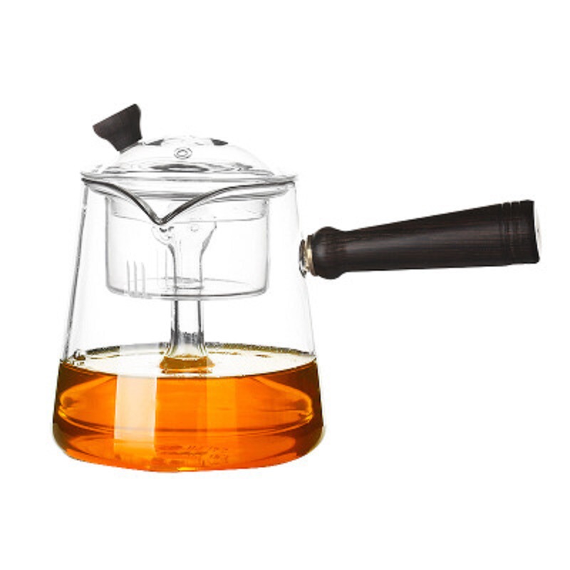 Fabricantes al por mayor lado poner la tetera de vidrio tetera con filtro de vapor tetera Puer tetera