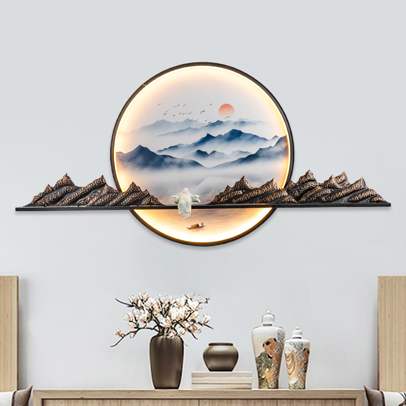 新中式茶室墙壁玄关客厅墙面装饰画沙发背景墙挂禅意画山水壁饰画