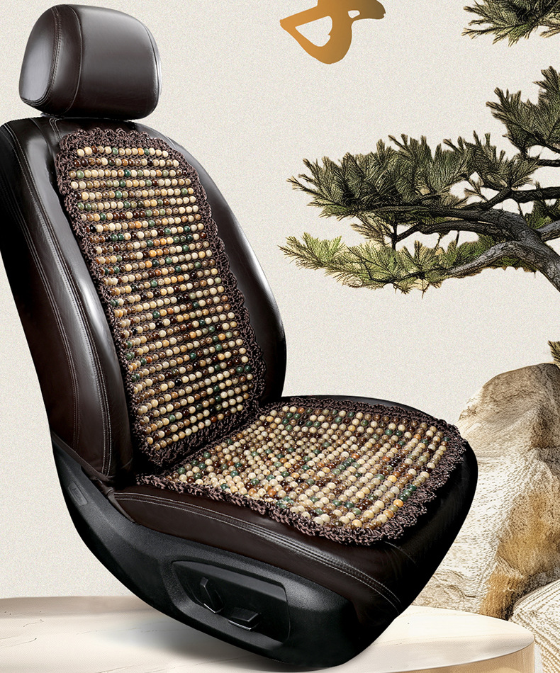Car Seat Cushion Summer Mat Bodhi Breathable Cool Mat Ventilated Wooden Beads Three-piece Single-piece Small Man Waist Car Seat Cushion