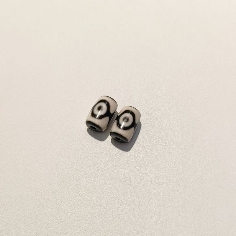 メーカー 11×16mm 小さな Dzi ビーズ ブレスレット、多用途のパッティング オイル加工、黒と白のクラフト パッティング、風化した虎の歯|undefined