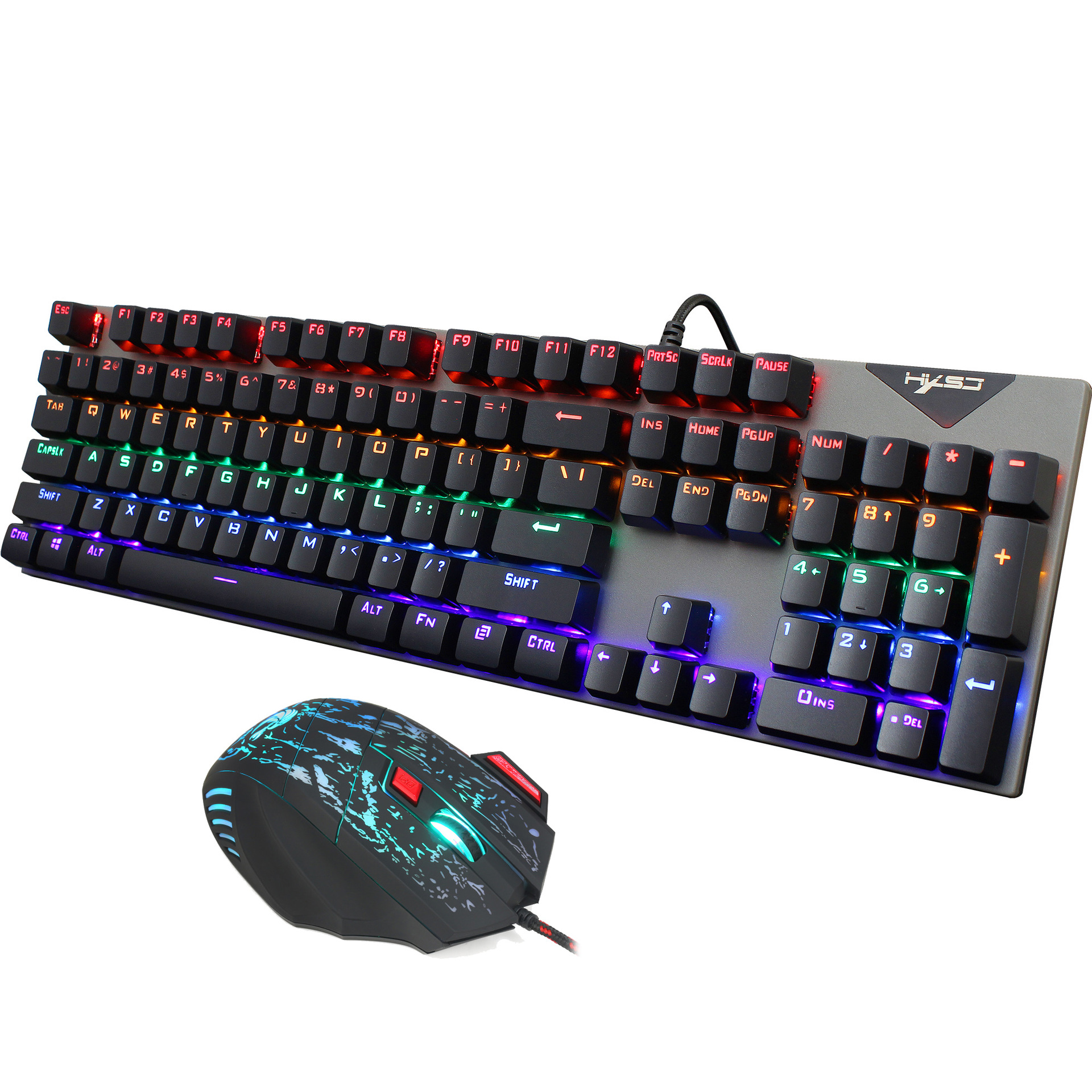 New 104 RGB illuminated mechanical keyboard colorful set seven key gaming mouse logo 5500dpi_voghion.com