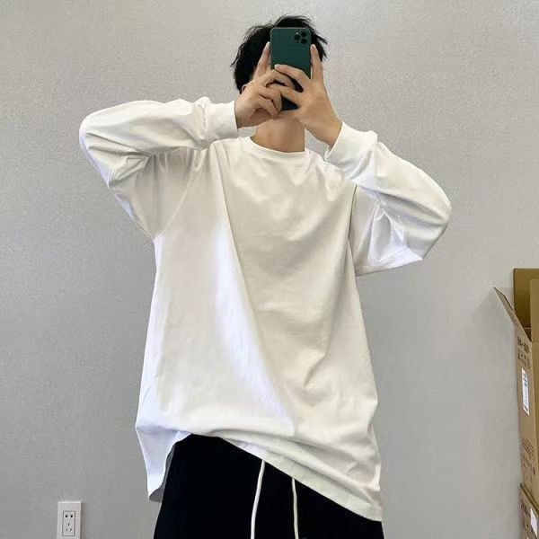 Men's Long-Sleeve Shirt, Stylish Japanese-Style Drawstring Hoodie, Loose Versatile Autumn Jacket, Trendy Spring Korean Version