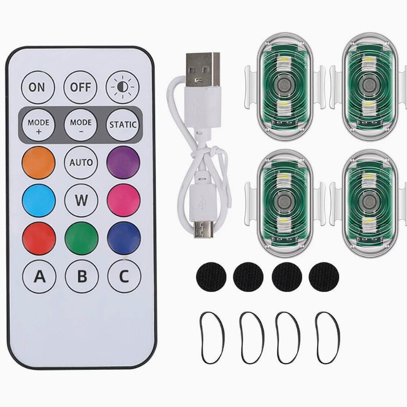 Cross-border new motorcycle electric vehicle night warning light wireless remote control aircraft light colorful anti-collision induction light