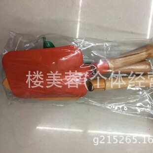 T021-3PC Kidsren's Wooden Handle Garden Tool Set Hanging Card, Shovel, Rake