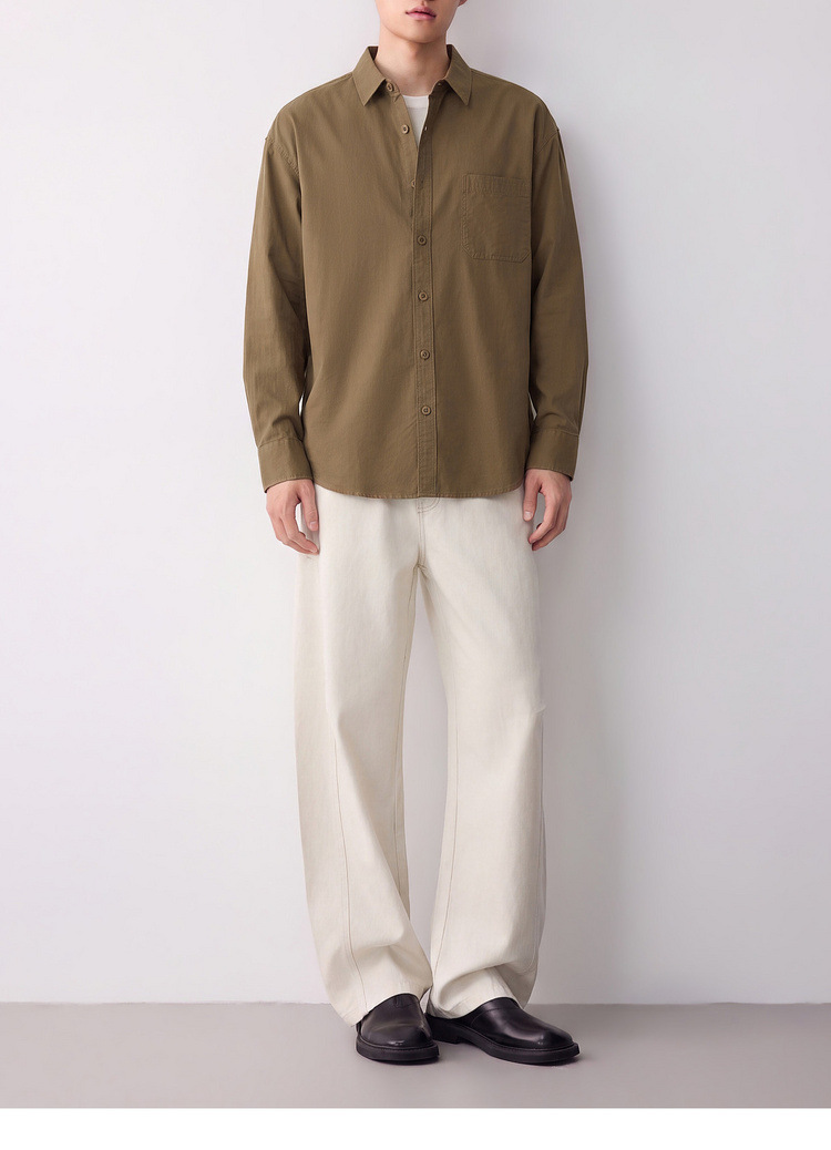 Áo sơ mi nam dài tay cotton trơn màu phong cách công sở — đen chi tiết 43