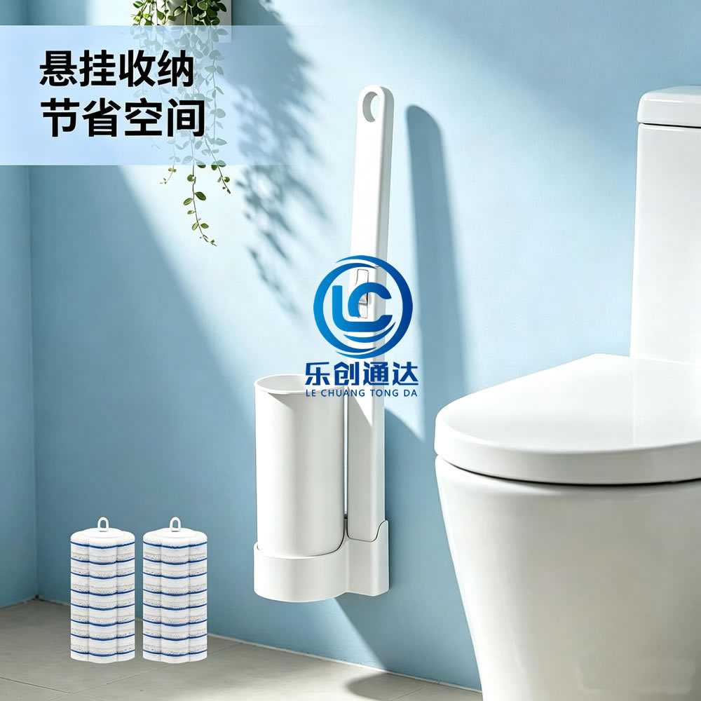 Lechuang disposable toilet brush set for home use, no dead corners, replacement brush heads, bathroom cleaning tool