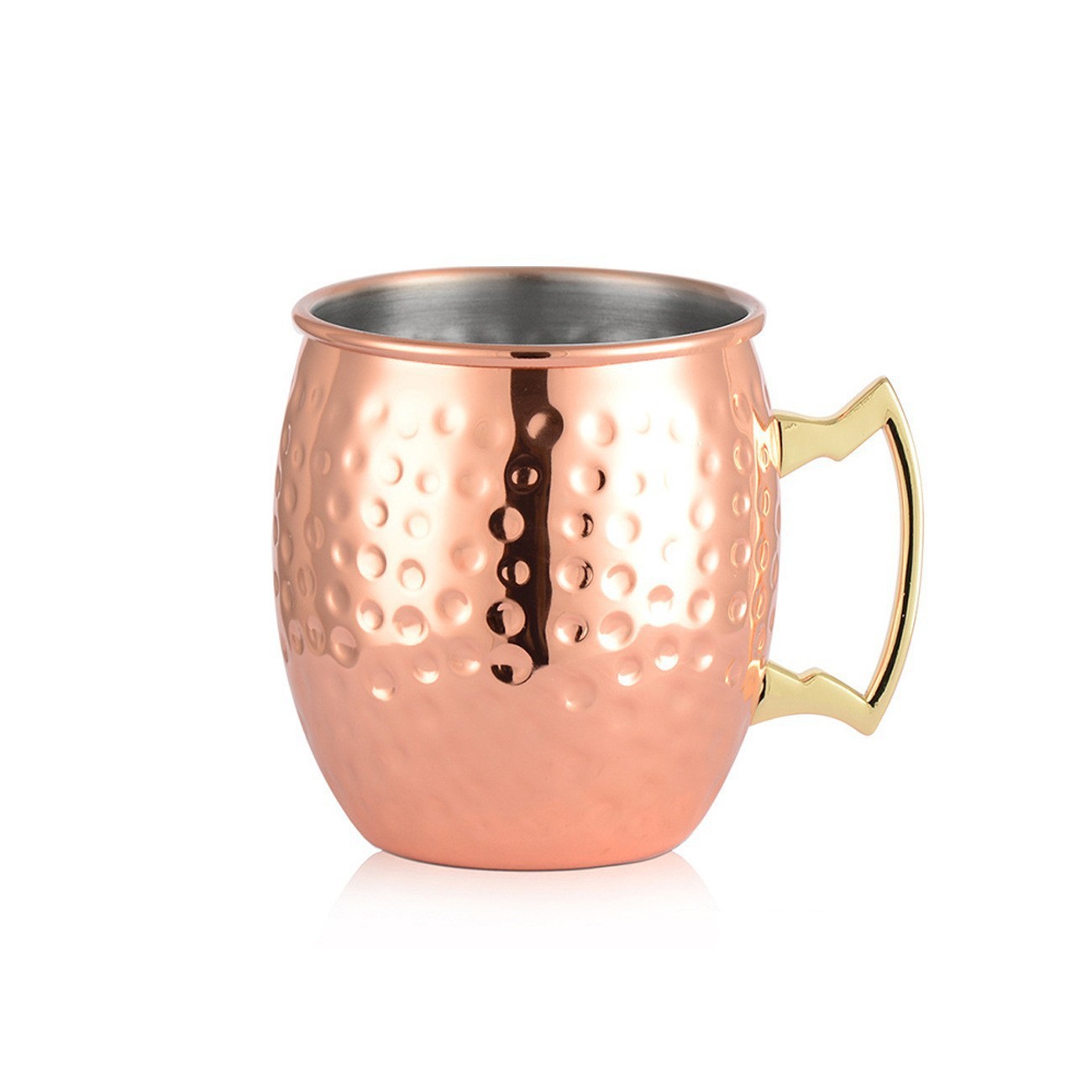 단일 사각형 핸들 로즈 골드 해머 포인트 뮬 컵(흰색 상자)