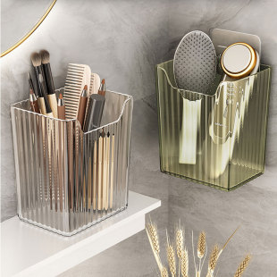 Toilet Non-perforated Toothpaste Comb Toothbrush Storage Rack Bathroom Wall-mounted Toilet Washstand Razor Storage Cylinder