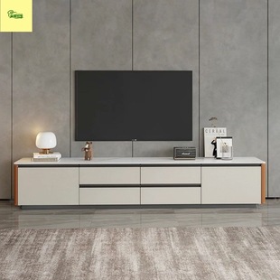 Modern Household Small Apartment Living Room Minimalist Cream Style Tv Cabinet Floor Cabinet High-End Light Luxury Saddle Leather Solid Wood Floor Cabinet