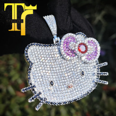 欧米のかわいいアニメの猫のペンダントの卸売りの銅はジルコンの金色の甘い風の女性のファッションの個性のアクセサリの現物を入れます。