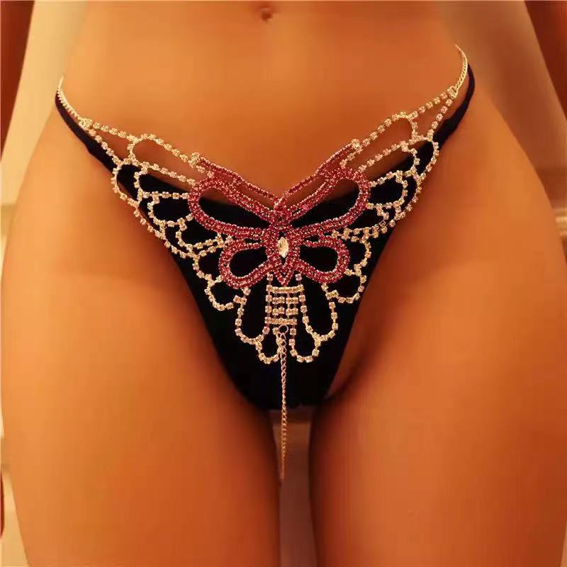 new sexy diamond-studded butterfly body chain suit beach bikini chest chain
