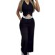 2024 European and American Foreign Trade Women's Spice Girls Wear Vest Contrast Color High Waist Wide Leg Pants Casual suit