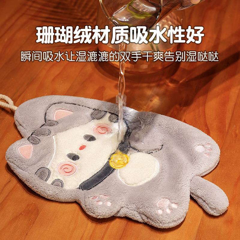 ♤ Cat Hand Towel Can Be Hung, Strong Absorbent Hand Towel, Kidsren's Hand Towel, Kitchen Coral Velvet Small Hand Towel ♤ Cat Hand Towel Can Be Hung, Strong Absorbent Hand Towel, Kidsren's Hand Towel, Kitchen Coral Velvet Small Hand Towel