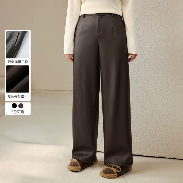 Filent Show Женская текстура большого размера Иностранная индивидуальность Тенденция тонкая PUpu кожаные брюки толстые mm2024 осенние новые