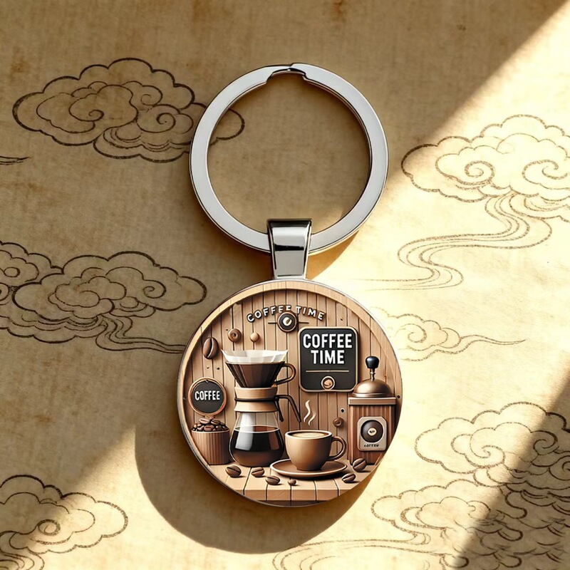 Cross-Border Export Cafe and Bakery Dessert Shop Donut Design Glass Pendant Keychain Handmade Key Cross-Border Export Cafe and Bakery Dessert Shop Donut Design Glass Pendant Keychain Handmade Key