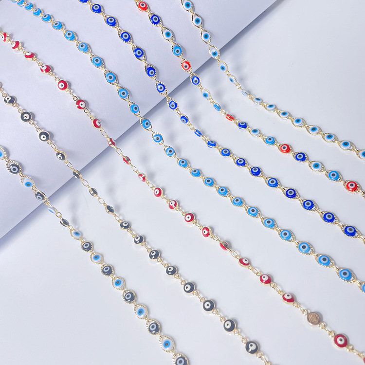 diy饰品链条配饰镀金滴油链条恶魔之眼时尚流行手链项链串珠配件