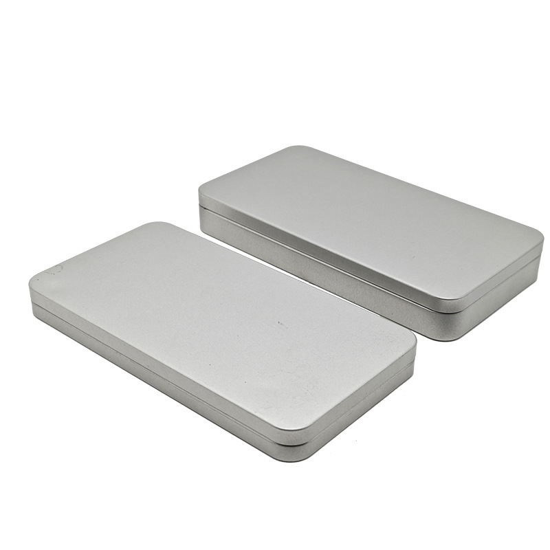 Rectangular Packaging Iron Box Universal Table Game Literacy Card silver Square Tinplate Small Iron Box Silk Screen Printing