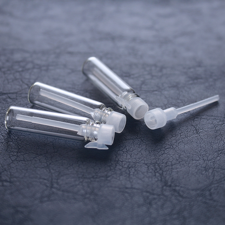 现货1ml/2ml试用装塑料塞小玻璃瓶子试剂分装胶水分装瓶小容量