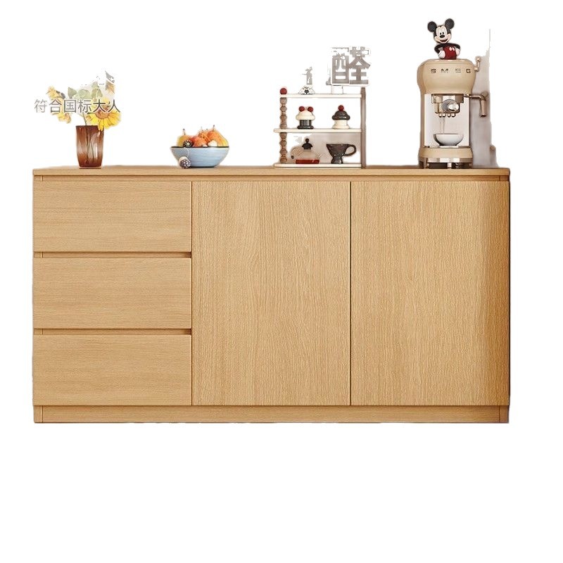 Todo el armario de comedor de madera maciza contra la pared en una sola pieza moderna simple crema viento sala de estar arco de almacenamiento armario de comedor
