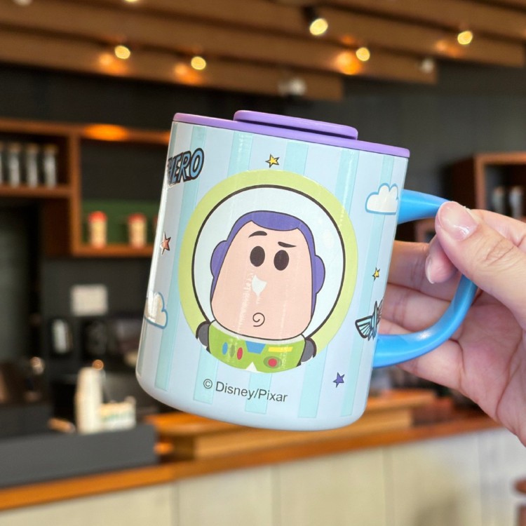 Toy Story Strawberry Bear Taza de acero inoxidable caricatura de alto valor con tapa taza de escritorio de oficina taza
