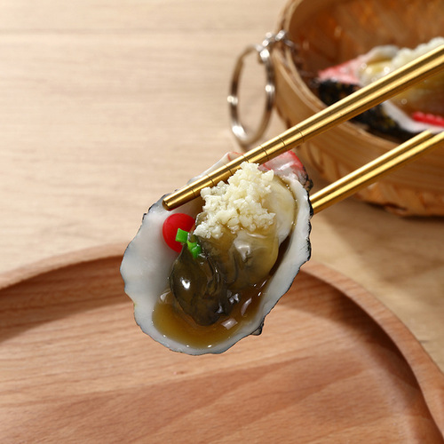 Fun simulation food barbecue clams oysters scallops food model diy miniature food toy keychain pendant