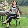 Mother's Day Mom outfit fashion suit Middle and old age Summer wear Short sleeved T-shirt leisure time jacket trousers