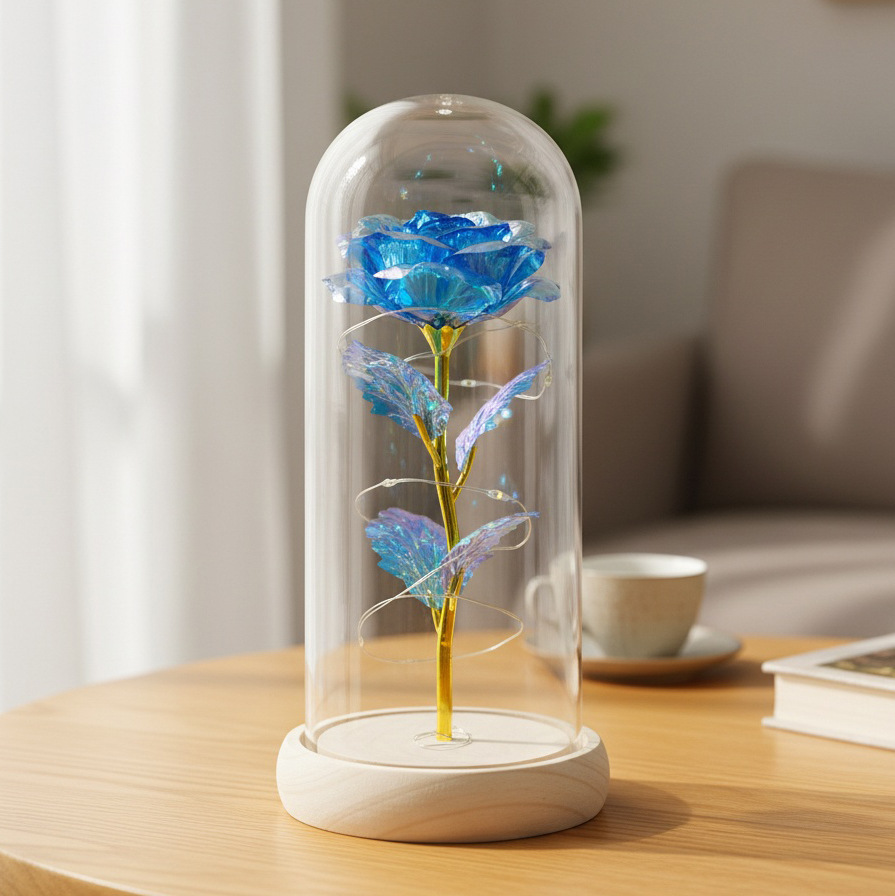 Rosas transfronterizas inmortales flores cubierta de vidrio decoración pareja regalos de día de San Valentín Día de la Madre ideas de cumpleaños 38 regalos pequeños