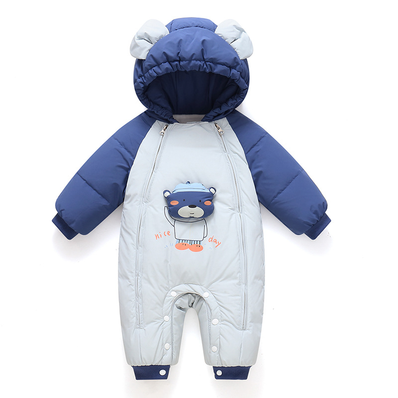Baby Boy down Jacket Jumpsuit, Class a White Duck down Infant Romper, Thickened Newborn Wrap Clothing for Going Out