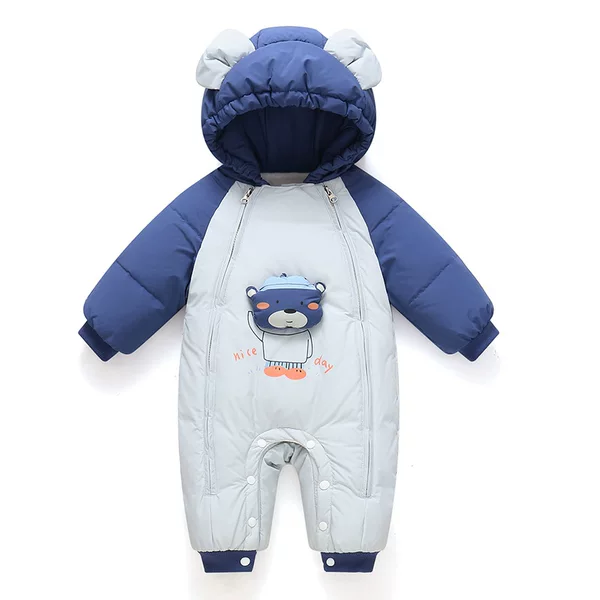 Baby Boy down Jacket Jumpsuit, Class a White Duck down Infant Romper, Thickened Newborn Wrap Clothing for Going Out