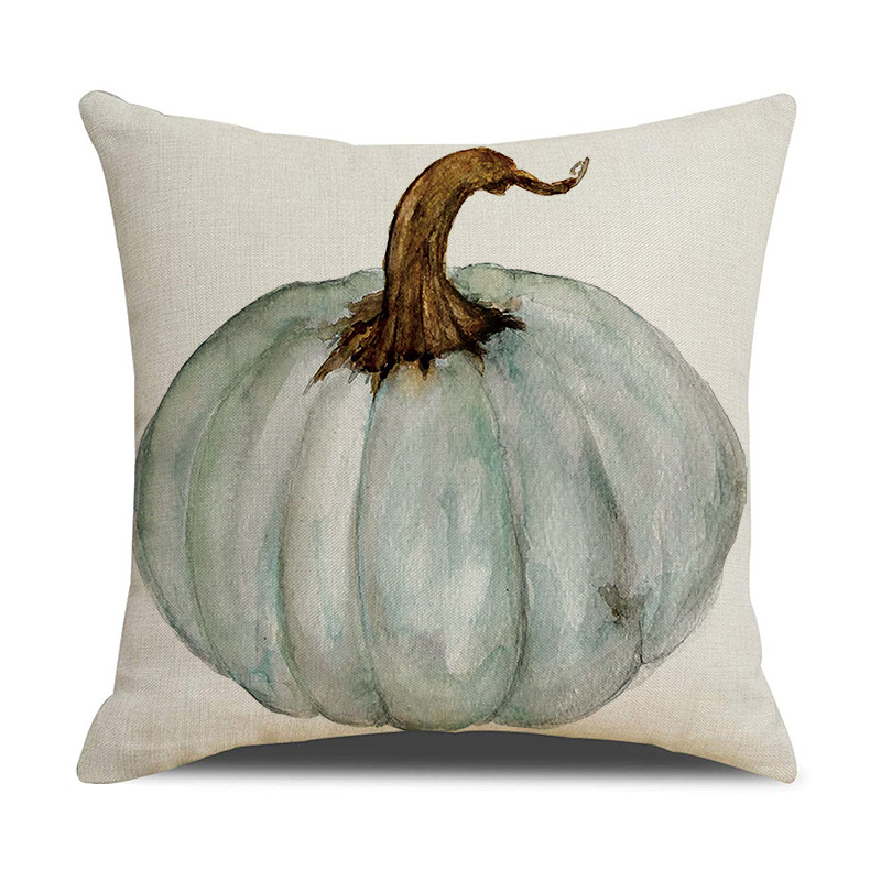 Fodera per cuscino per il Ringraziamento autunnale Fodera per cuscino per il divano di casa Stampa in lino Cuscino per tiro con zucca del raccolto_voghion.com