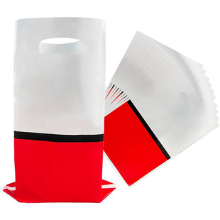 Red and White Hand-held Gift Bag Back Gift Bag Children's Birthday Party Game Theme Plastic Candy Bag Dessert Bag