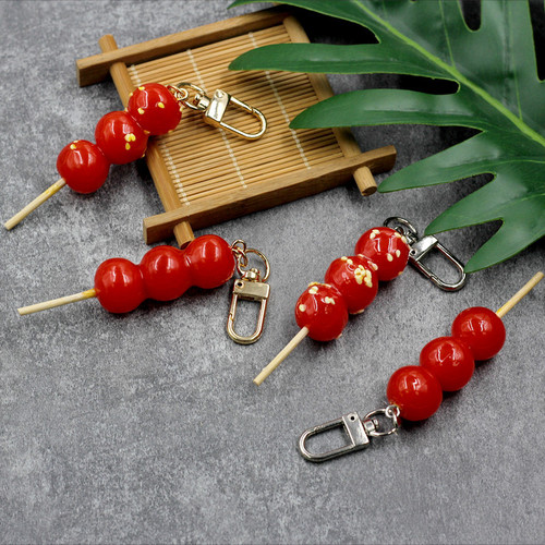 Fun and creative simulation food candied haws skewer keychain hawthorn skewer pendant bag decoration student small gift