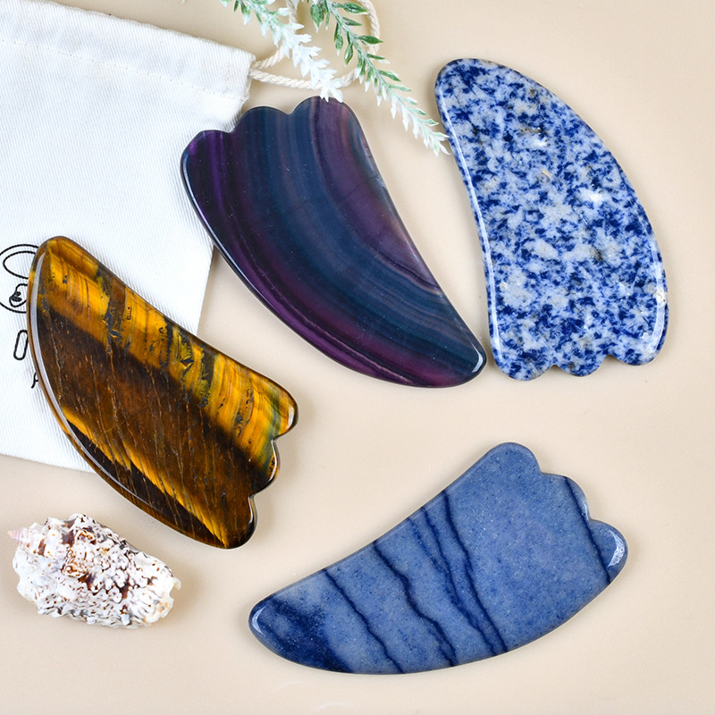 メーカースポット卸売り自然玉羊角スクレーパー水晶顔マッサージローラー粉晶原石ダイヤルシート