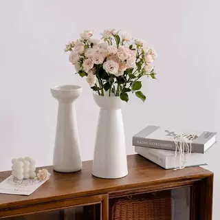 白色陶瓷花瓶家居现代简约餐桌面水养鲜花摆件客厅插花花艺礼品