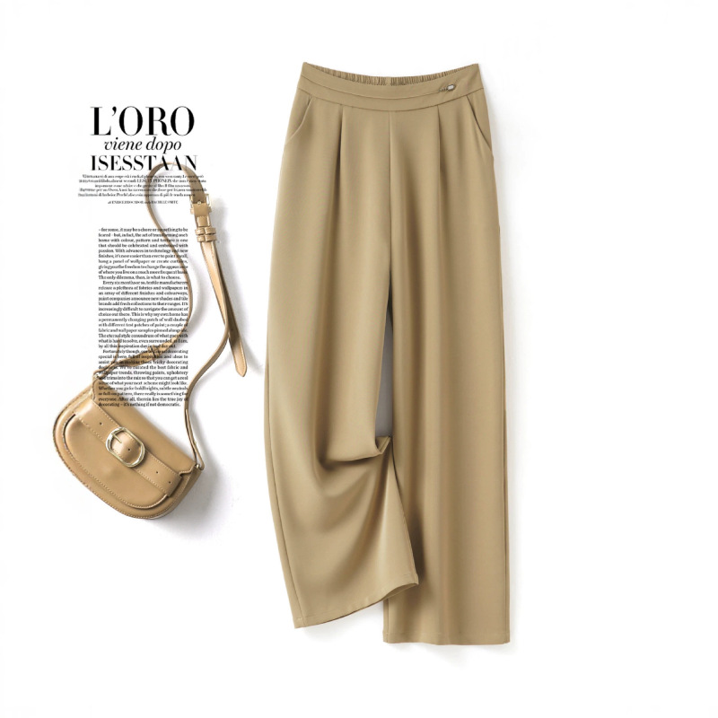 Cross-Border Hot-Selling 2026 Summer Khaki Straight-Leg Pants New Casual Pants Versatile Commuting Casual Summer Long Pants Plus Size