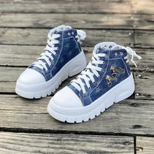 B 30148 Platform lace-up canvas shoes ���ϵ������Ь�羳