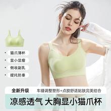 欧迪芬文胸女士猫爪杯大胸显小内衣无痕透气提拉调整型薄款女棉