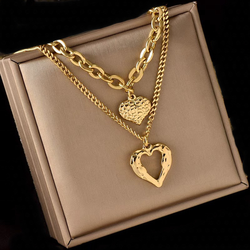 Hip-hop Heart Shape Metal Plating Unisex Layered Necklaces display picture 1