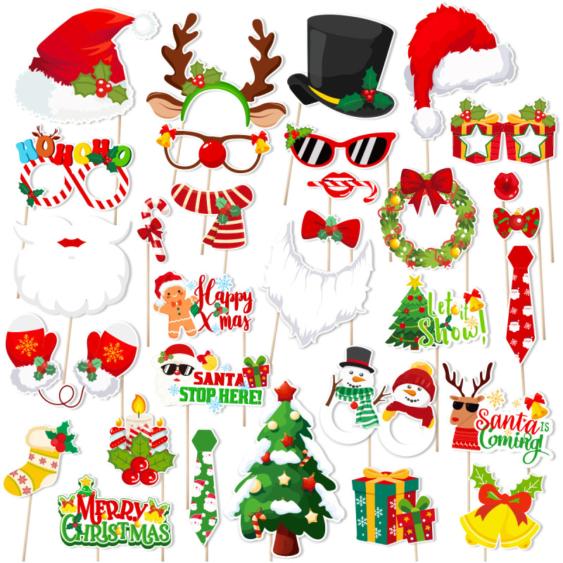 Amazonクリスマスデコレーション子供大人おかしな写真撮影道具クリスマス帽子メガネパーティーコスチューム用品|undefined