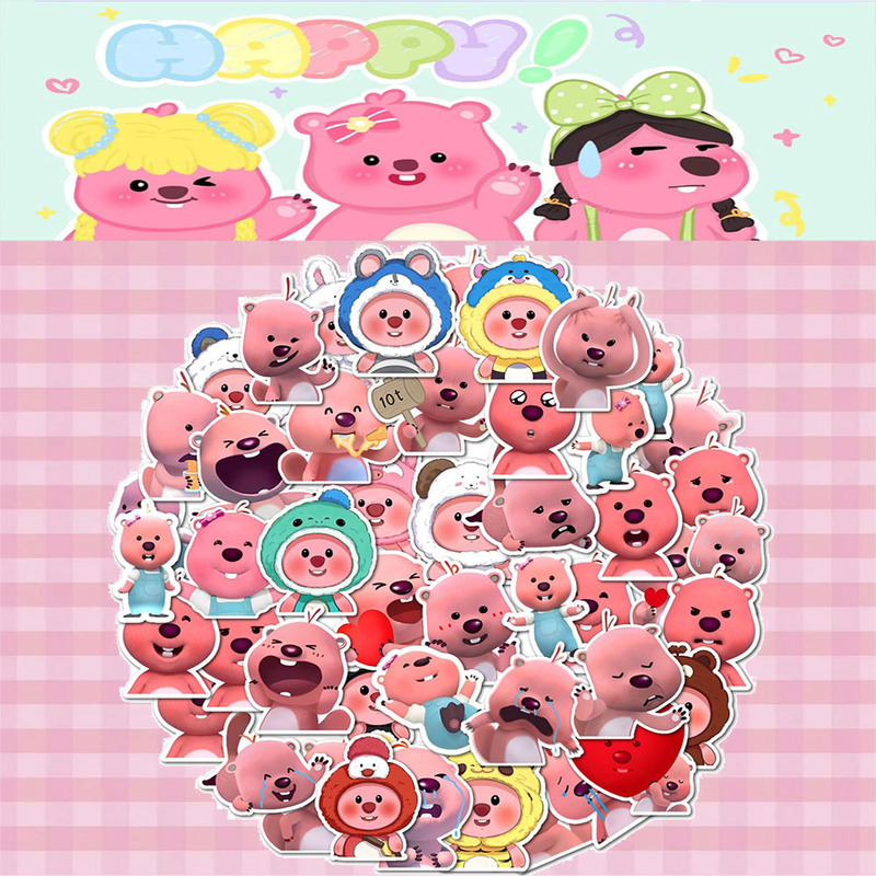 50 Loopy Korean Cartoon Cute Pink Little Beaver Ruby Kidsren's Guka DIY Mobile Phone Luggage Stickers