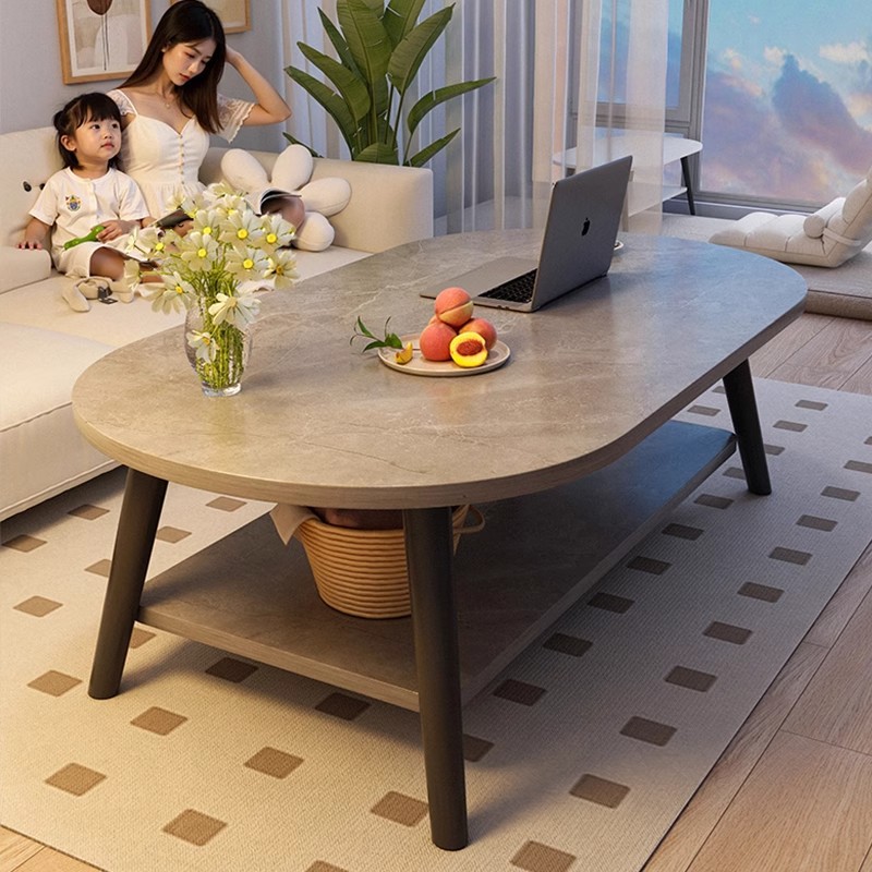 Mesa de té sala de estar doméstica 2025 nueva mesa de familia pequeña simple alquiler de mesa de té simple redonda de pies de madera sólida
