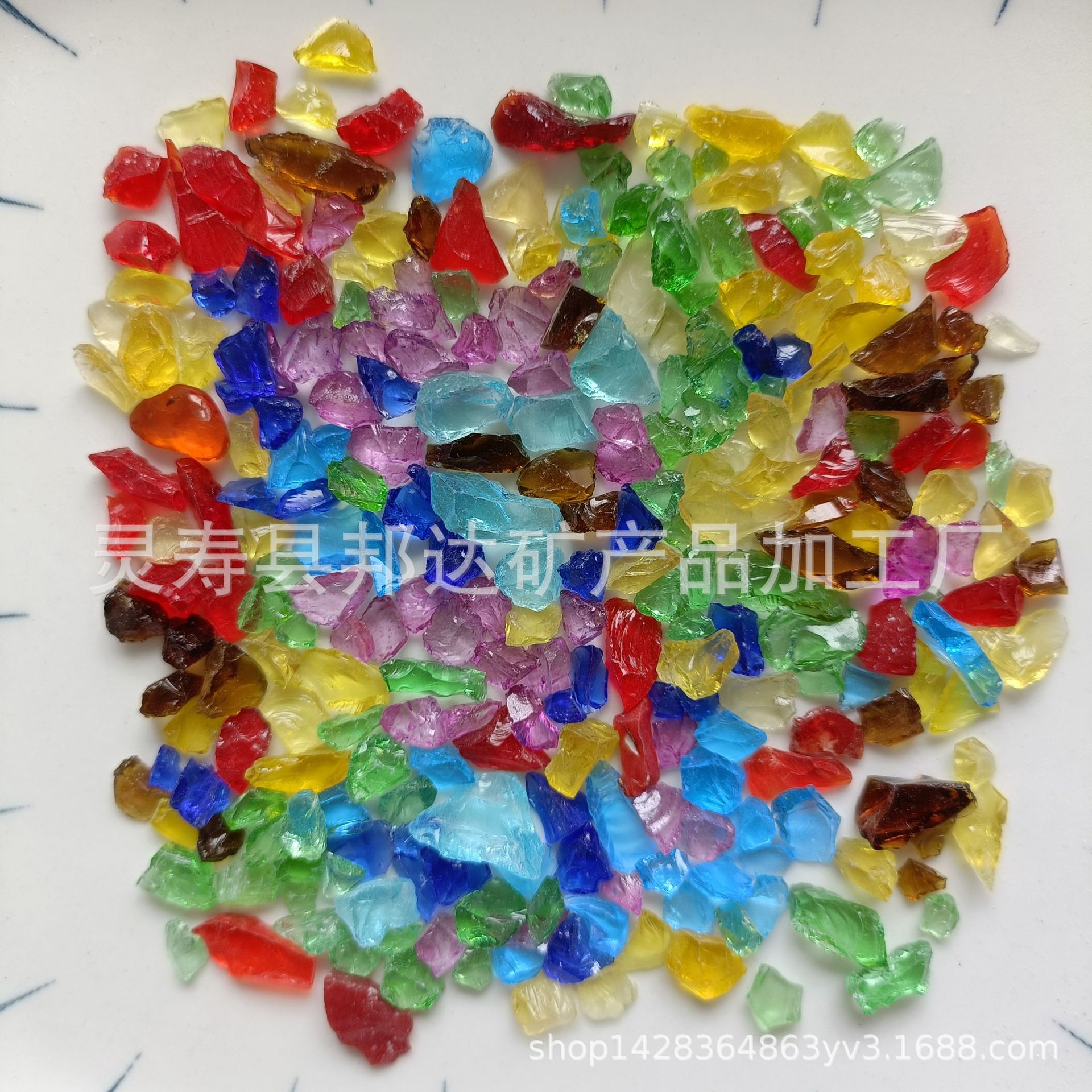 高温研磨玻璃砂 水族装饰造景底砂铺面抛光原色玻璃砂染色玻璃砂
