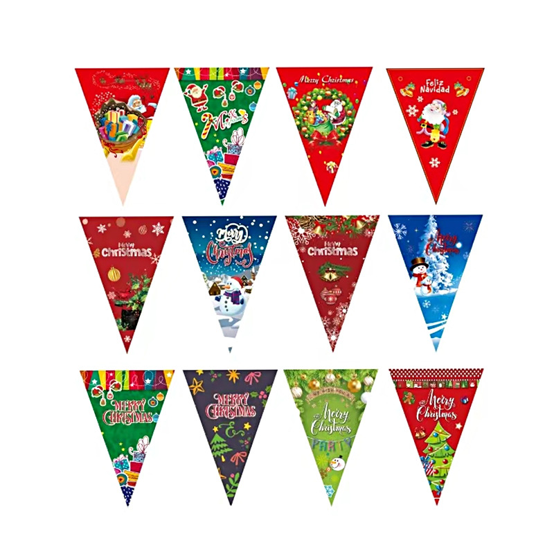 Bandera de triángulo de Navidad tira banderas Feliz Navidad fiesta de Navidad diseño de fondo banner decoración al por mayor