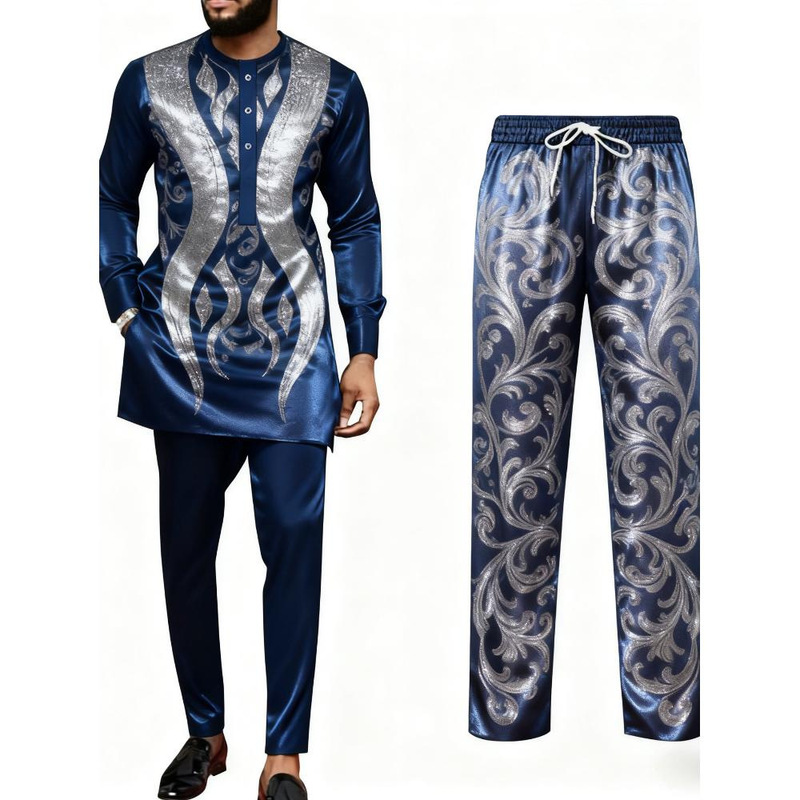 Spot Direct Supply Cross-Border Men's African Robe Casual Suit Robe Lapel Suit