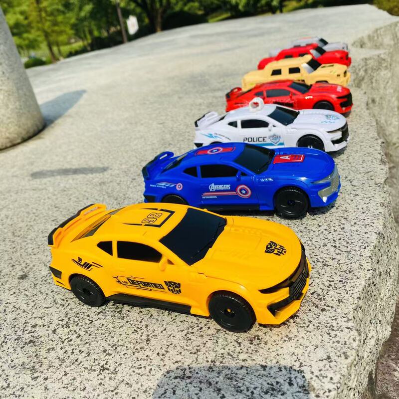 Large explosion electric alloy large deformation robot universal police car music boy children's toy car