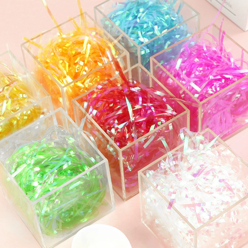 3 мм прямолинейный призрачный шелк, красочный шелк, высококачественная подарочная коробка, заполненная ярким цветным шелком, пластиковая трава Раффи