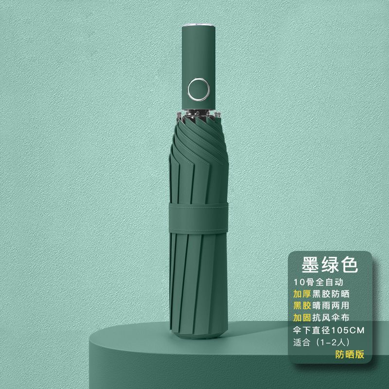 [Upgraded Automatic] 10-Bone Vinyl Fairy Umbrella Dark Green