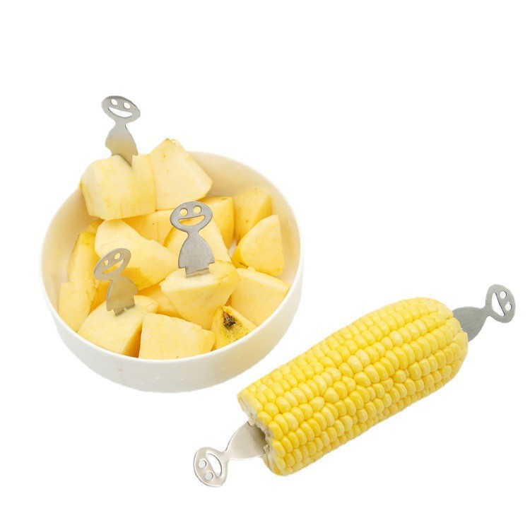 Corn fork fruit fork 304 stainless steel salad fork cartoon-type smiley face fruit tool manufacturer in stock