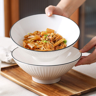 Japanese-style Lamian Noodles Bowl Household Large Snail Powder Eating Bowl Bucket Bowl 8-inch Underglaze Color Ceramic